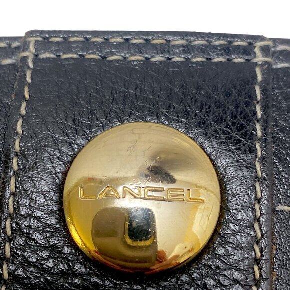LANCEL Paris Bag Black Leather Made in Italy Clutch Designer Handbag - Picture 6 of 13